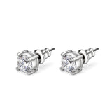 Rhodium Brass Earrings with AAA Grade CZ  in Clear