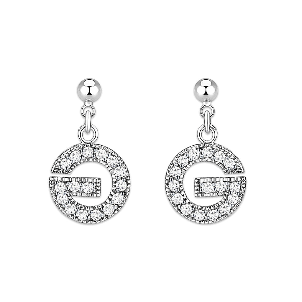 Rhodium Brass Earrings with AAA Grade CZ  in Clear