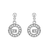 Rhodium Brass Earrings with AAA Grade CZ  in Clear