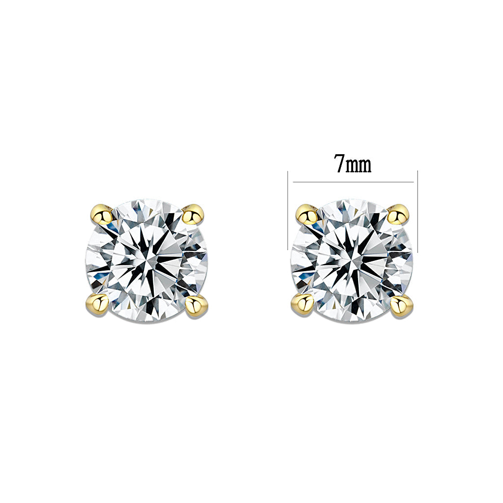 Rhodium Brass Earrings with AAA Grade CZ  in Clear