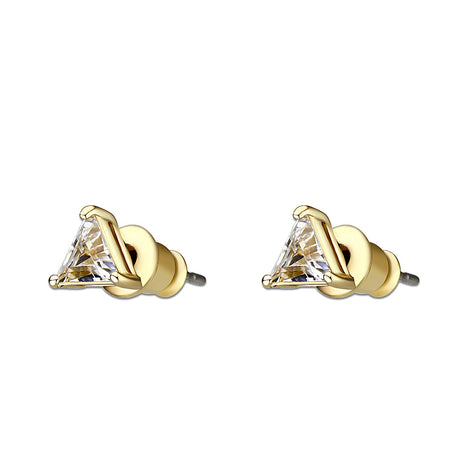 Gold Plated Brass Earrings with AAA Grade CZ  in Clear