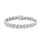 Brass  Bracelet with AAA Grade CZ  in Clear Rhodium Plated-7"