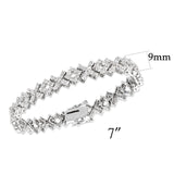 Brass  Bracelet with AAA Grade CZ  in Clear Rhodium Plated-7"