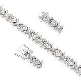 Brass  Bracelet with AAA Grade CZ  in Clear Rhodium Plated-7"