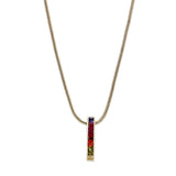 Brass  Pendant With 16" Chain with Crystal Glass IN Multi Color ION Plated