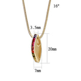 Brass  Pendant With 16" Chain with Crystal Glass IN Multi Color ION Plated