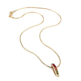 Brass  Pendant With 16" Chain with Crystal Glass IN Multi Color ION Plated