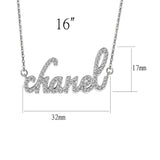 Brass  Pendant With 16" Chain with Clear Crystal Glass  In Rhodium Plated