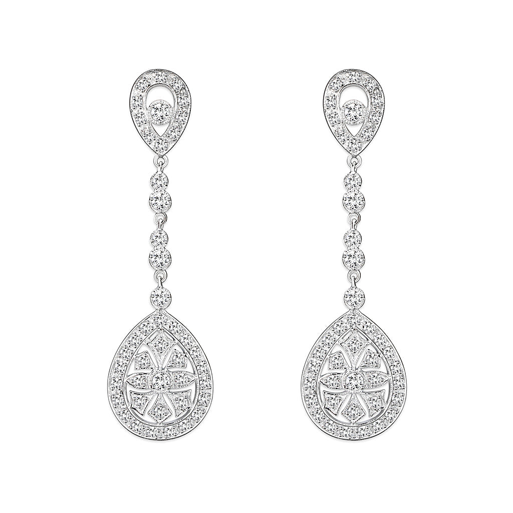 Brass  Earrings with AAA Grade CZ  in Clear