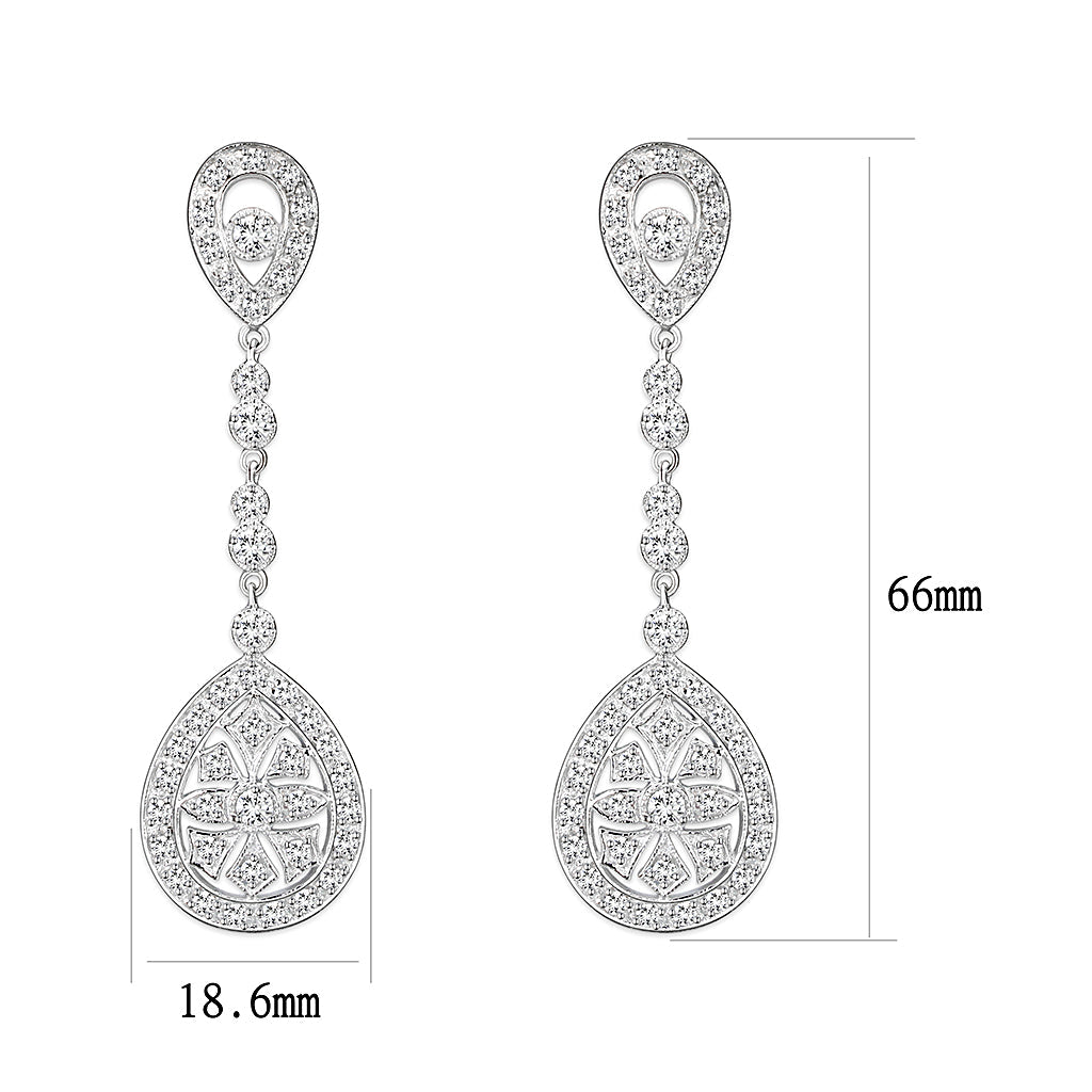 Brass  Earrings with AAA Grade CZ  in Clear