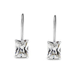 Sterling Silver  Earrings With  CZ Clear In High Polished( No Plated)