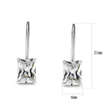 Sterling Silver  Earrings With  CZ Clear In High Polished( No Plated)