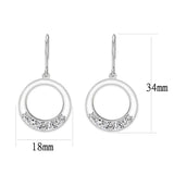 Sterling Silver  Earrings With  CZ Clear In High Polished( No Plated)