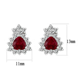 Sterling Silver  Earrings With  CZ Red In High Polished( No Plated)