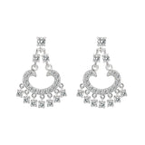 Sterling Silver  Earrings With  CZ Clear In High Polished( No Plated)