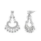 Sterling Silver  Earrings With  CZ Clear In High Polished( No Plated)