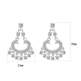 Sterling Silver  Earrings With  CZ Clear In High Polished( No Plated)