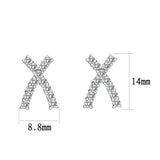 Sterling Silver  Earrings With  CZ Clear In High Polished( No Plated)
