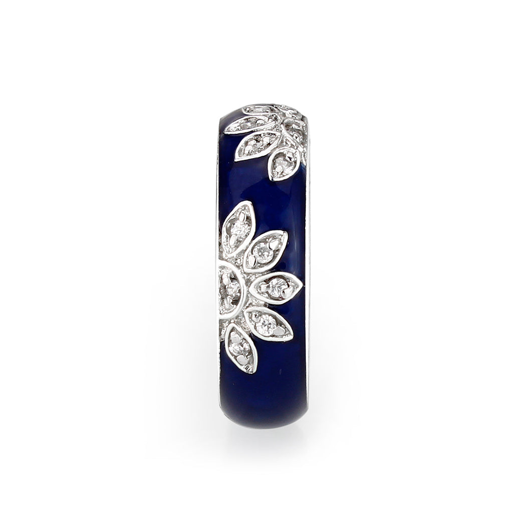 Rhodium Plated Brass Ring with Synthetic  In Clear