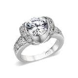 Rhodium Plated Brass Ring with CZ  In Clear