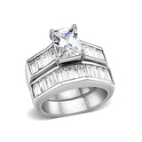 Sterling Silver Ring with CZ In Clear High Polished( NO Plating)