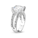 Sterling Silver Ring with CZ In Clear High Polished( NO Plating)