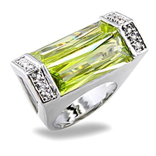 Rhodium Brass Ring with Synthetic Spinel in Peridot