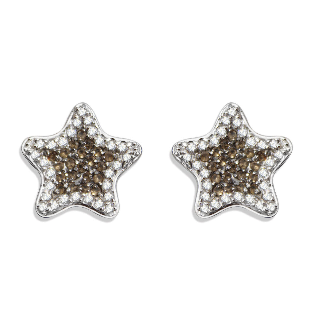 Rhodium Plating 925 Sterling Silver Earrings with AAA Grade CZ  in Clear and Black