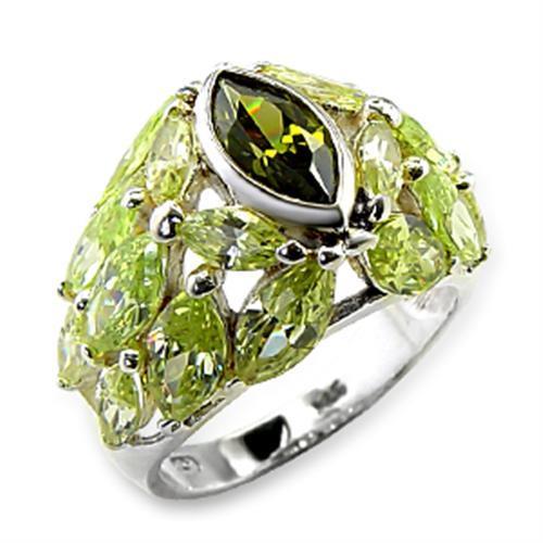 High-Polished 925 Sterling Silver Ring with AAA Grade CZ  in Multi Color