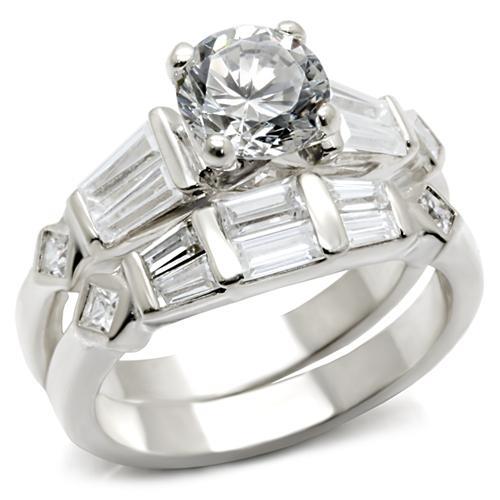 Rhodium Brass Ring with AAA Grade CZ  in Clear