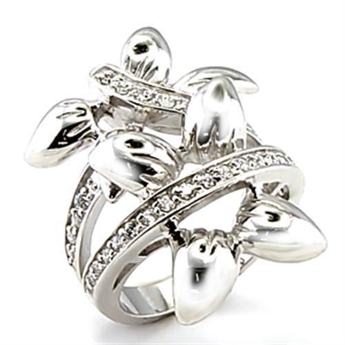 Rhodium Brass Ring with AAA Grade CZ  in Clear