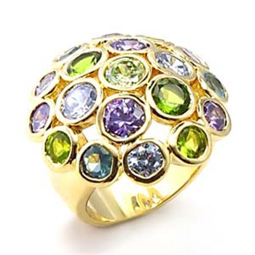 Gold Brass Ring with AAA Grade CZ  in Multi Color