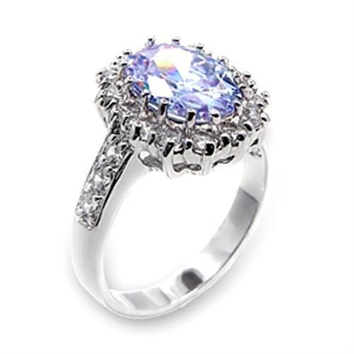 Rhodium Brass Ring with AAA Grade CZ  in Light Amethyst