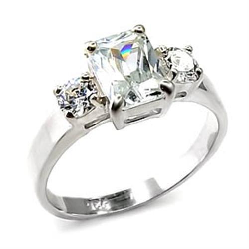 High-Polished 925 Sterling Silver Ring with AAA Grade CZ  in Clear