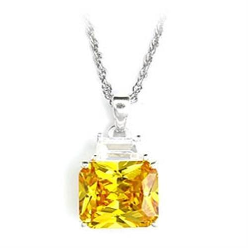 High-Polished 925 Sterling Silver Pendant with AAA Grade CZ  in Topaz