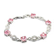 6X494 - Rhodium Brass Bracelet with AAA Grade CZ  in Rose