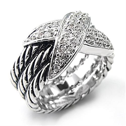 Rhodium Brass Ring with AAA Grade CZ  in Clear