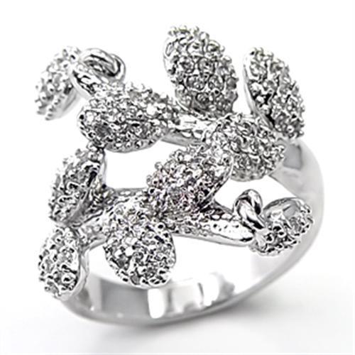 Rhodium Brass Ring with AAA Grade CZ  in Clear
