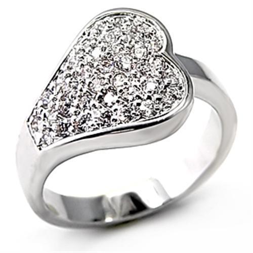 Rhodium Brass Ring with AAA Grade CZ  in Clear