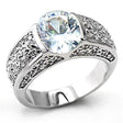 7X130 Rhodium Brass Ring with AAA Grade CZ in Clear