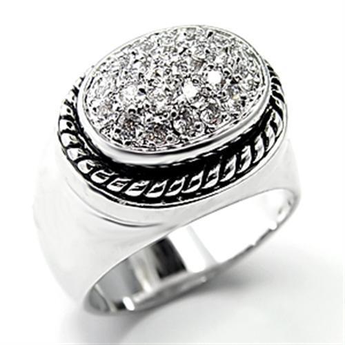 Rhodium 925 Sterling Silver Ring with AAA Grade CZ  in Clear