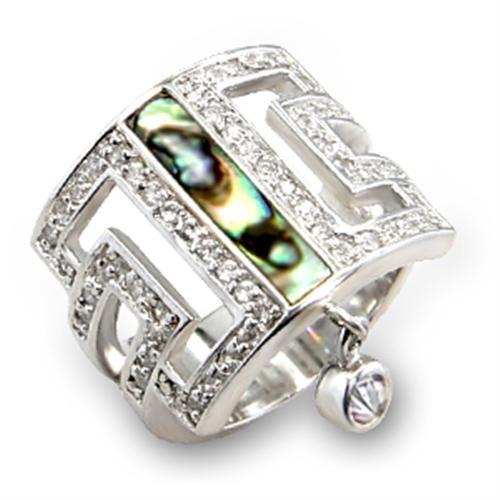 Rhodium 925 Sterling Silver Ring with Precious Stone Conch in Montana
