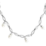 Rhodium 925 Sterling Silver Necklace with Synthetic Pearl in White
