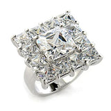 Rhodium Brass Ring with AAA Grade CZ  in Clear