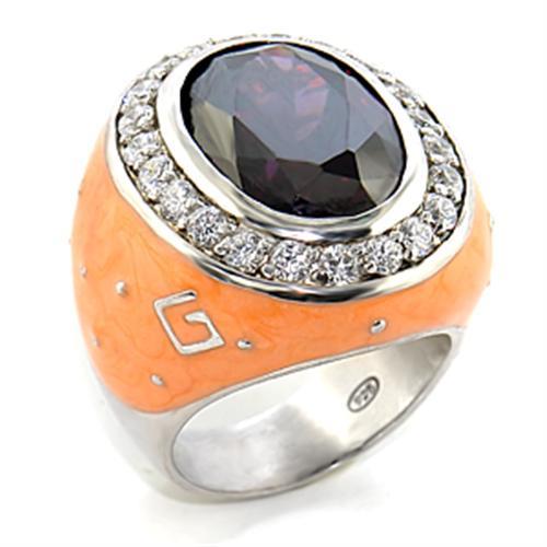 Rhodium Brass Ring with AAA Grade CZ  in Amethyst