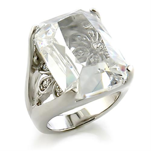 Rhodium Brass Ring with AAA Grade CZ  in Clear