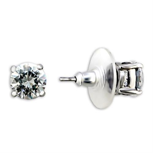 Rhodium Brass Earrings with AAA Grade CZ  in Clear