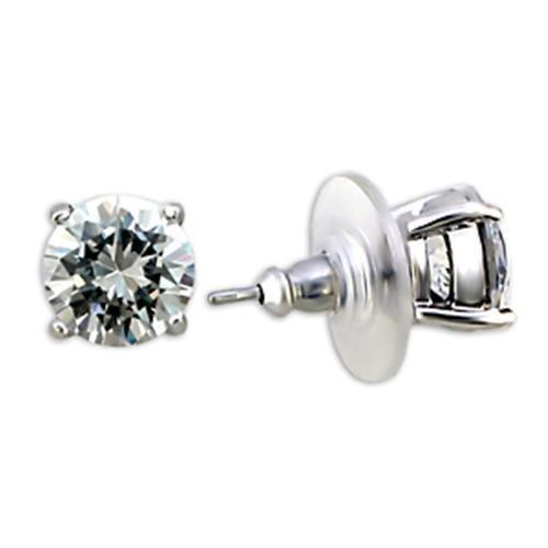 Rhodium Brass Earrings with AAA Grade CZ  in Clear