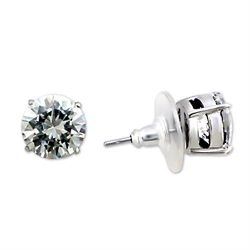 Rhodium Brass Earrings with AAA Grade CZ  in Clear