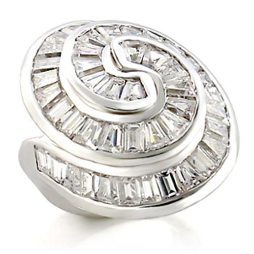 Rhodium Brass Ring with AAA Grade CZ  in Clear